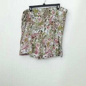 J Jill Shorts Women's Size 4X‎ Tropical Bird Floral Pull-on Drawstring Ti…